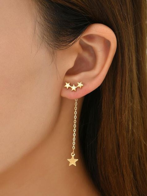 Star Chain, Ear Cuff Earings, Gold Collar, Ear Cuffs, Modern Earrings, Copper Earrings, Cuff Earrings, Perfect Gift For Her, Copper Jewelry