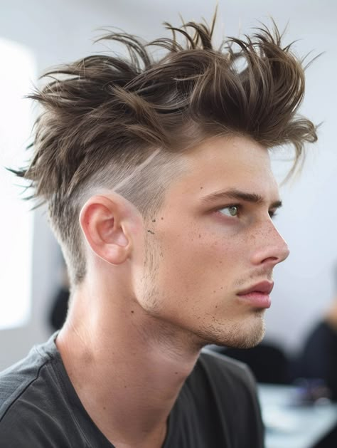 Dreadlock Mohawk, Taper Fade Mohawk, Mohawk Hairstyles For Men, Warrior Braid, Braided Designs, Fade Mohawk, Punk Spikes, Braided Mohawk Hairstyles, Mens Medium Length Hairstyles