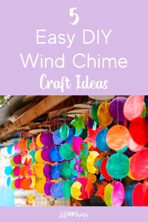 Outdoor Crafts Kids, Crafts Using Paper, Wind Chime Craft, Wind Chimes Kids, Easy Summer Crafts, Easy Recycled Crafts, Windchimes Diy, Snowflake Crafts, Make Wind Chimes