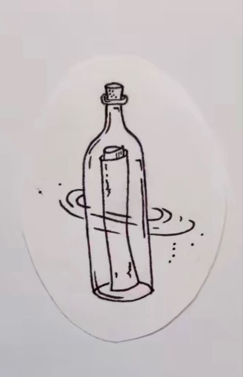 Message In A Bottle Tattoo, In A Bottle Tattoo, Bottle Tattoo, Bottle Drawing, Adult Coloring Designs, Message In A Bottle, Make Your Mark, Minimalist Tattoo, Bottle Art