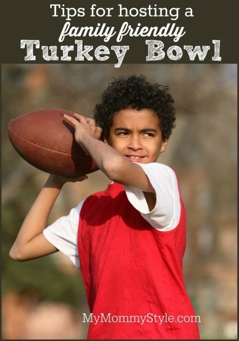 tips for hosting a family friendly turkey bowl, mymommystyle Turkey Bowl Football, Having A Family, Turkey Bowl, Mommy Inspiration, Thanksgiving Football, Turkey Football, Football Theme Party, Thanksgiving Inspiration, Football Themes