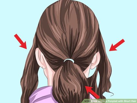 Low Pony Hairstyles For Short Hair, Ponytail Length Haircut, Pony Tailed Hairstyle Medium Length, Low Pony For Short Hair, Short Hair Ponytail Hacks, Short Hair Pony Tailed Hairstyle, Cute Short Ponytails, Short Hair Ponytail Ideas Shoulder Length, Low Pony Short Hair