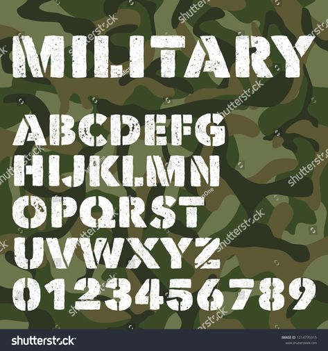 Army Font, Military Letters, Military Alphabet, Camouflage Background, Background Stencil, Bold Script Font, Font Letters, Peacock Wall Art, Printable Alphabet Letters