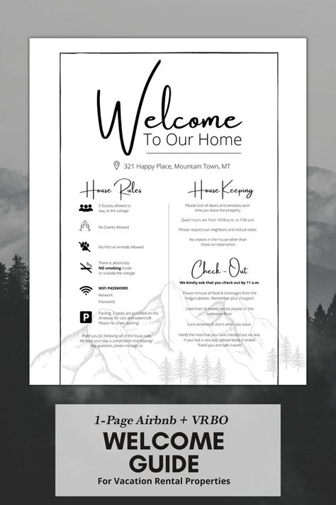 Airbnb House Rules, Airbnb Sign, House Rules Sign, Greeting Card Printable, Hotel Marketing, Airbnb House, Welcome Card, Resort Design, Greeting Card Template