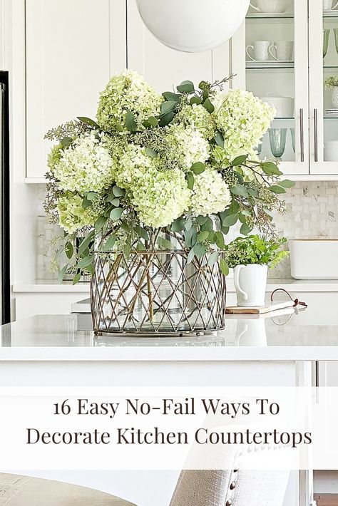 How To Decorate Your Kitchen Counters, Decorating Kitchen Countertops, Stone Gable, Small Wooden Tray, Kitchen Countertop Decor, Fall Centerpieces, Fall Table Centerpieces, Countertop Decor, Decorating Kitchen