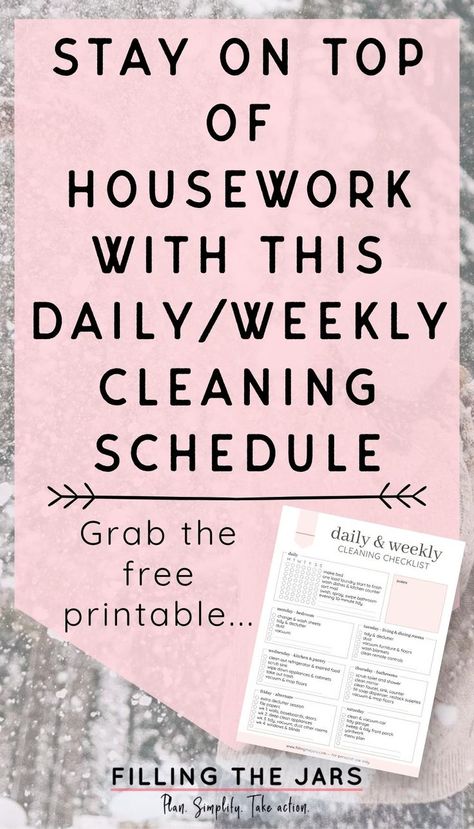 One Chore A Day Clean House, Daily Weekly Chores, House Cleaning Schedule Checklist, House Cleaning Routine Checklist, Easy To Follow Cleaning Schedule, Days Of The Week Chores Daily Cleaning, Cleaning Schedules Weekly, Clean Your House In A Week, Day Week Month Cleaning Schedule