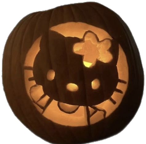 Corgi Carved Pumpkin, Pumpkin Carving Kawaii, Hello Kitty Carved Pumpkin, Kawaii Pumpkin Painting, Cat Pumpkin Ideas, Kuromi Pumpkin Carving, Sanrio Pumpkin Carving, Hello Kitty Pumpkin Carving, Pumpkin Carving Stencils Easy