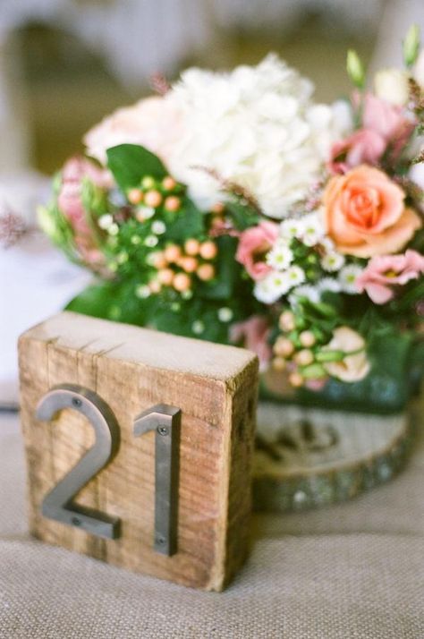 Cute Wedding Table Number Ideas, wedding table numbers, diy table numbers - numbers could also be painted on.... Creative Wedding Table Numbers, Industrial Wedding Ceremony, Table Numbers Wedding Diy, Table Number Ideas, Diy Table Numbers, Number Ideas, Wedding Numbers, Wedding Ceremony Decorations, Wedding Table Numbers