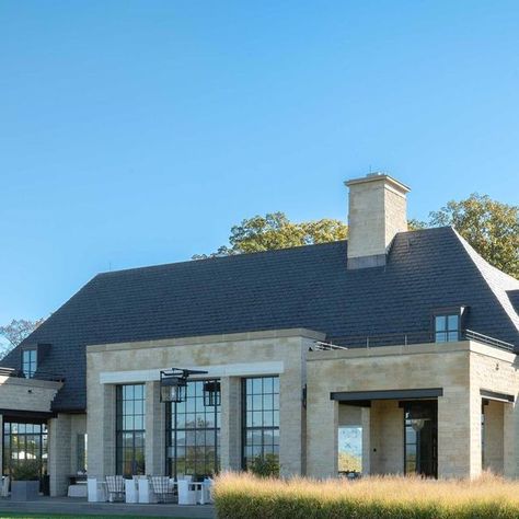 Slate Stone Exterior House, Mcalpine Exterior, Architectural Homes, Modern Brick House, Neo Classical Architecture, Colonial Style House, Contemporary Building, Colonial Style Homes, Equestrian Estate