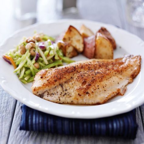 With firm, white flesh and a mild flavor, tilapia pairs well with many vegetables, spices, and sauces. Frozen Tilapia Recipes, Frozen Fish Recipes, Pan Fried Tilapia, Baked Catfish, Frozen Tilapia, Fried Tilapia, Tilapia Fish Recipes, Tilapia Fish, Pan Fried Fish