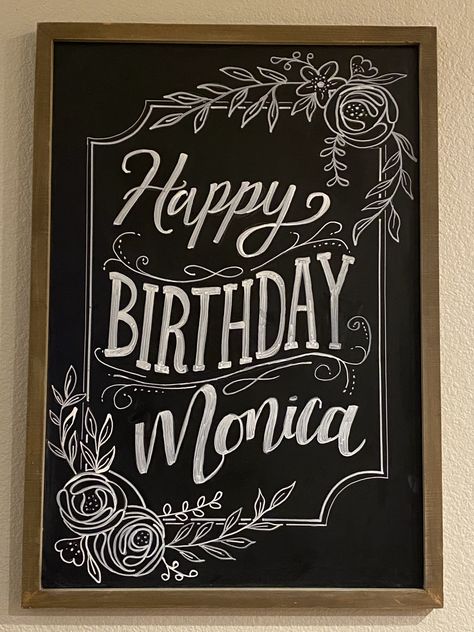 Birthday Party Chalkboard Sign, Congratulations Chalkboard Sign, Chalk Birthday Sign, Happy Birthday Window Art, Birthday Chalkboard Ideas For Adults, Chalkboard Birthday Ideas, Chalkboard Birthday Sign, Floral Chalkboard Art, Happy Birthday Chalk Art