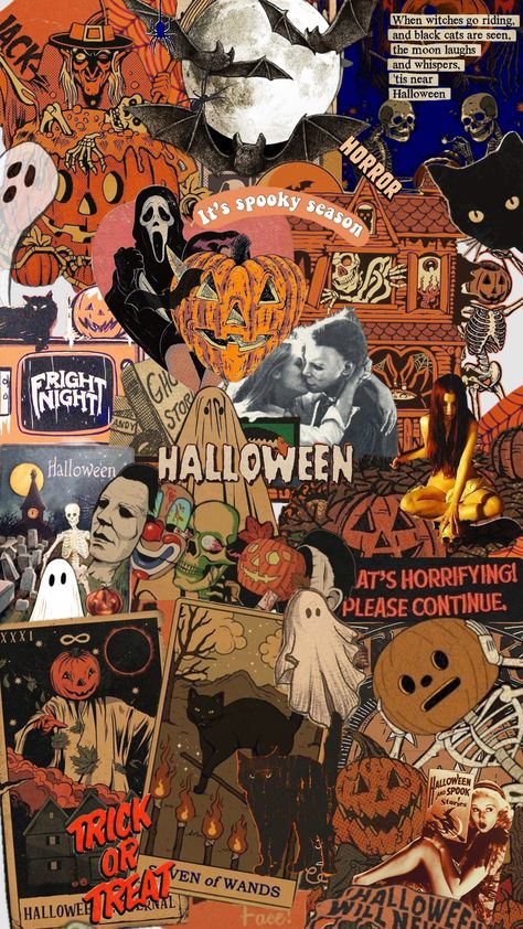 Alexa, play Monster Mash #aesthetic #wallpapercollage #collageart #wallpaper #inspo #halloween #vibes #quotes #fall #pumpkin #vintage Classic Monsters Wallpaper, November Fall Wallpaper Aesthetic, Halloween Collage Aesthetic, Horror Movie Wallpaper Aesthetic, Halloween Vintage Wallpaper, Mash Aesthetic, Phone Wallpaper Aesthetic Vintage, Halloween Wallpaper Vintage, Retro Halloween Wallpaper