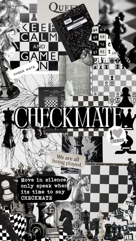 #chess #blackandwhite #checkered #chessaesthetic Chess Board Wallpaper, Aesthetic Chess, Chess Wallpaper, Chess Aesthetic, Play Chess, Move In Silence, Art Journal Cover, The Queen's Gambit, Phone Screens