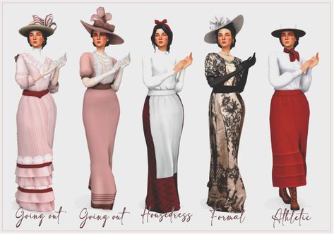 thesim-tea on Tumblr Sims 4 Edwardian Cc, Edwardian Outfits, 1900 Dress, Sims Download, Sims 4 Decades Challenge, Ts4 Mods, Sims Medieval, Sims 4 Challenges, Downton Abby