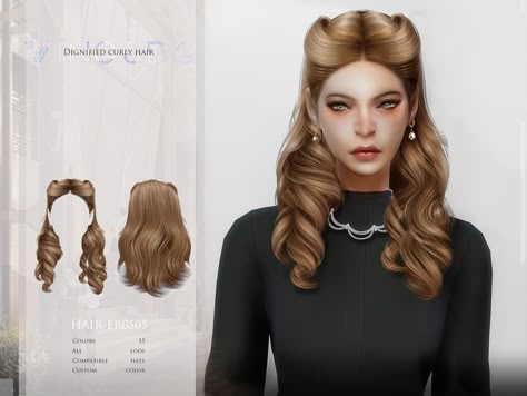 Sims 4 Wingsims Hair, Sims Women Hair Cc, Wingssims French Curl Hair, Sims 4 Cc Alpha Hair Curly, Sims 4 Half Up Hair, Sims 4 Cc Fancy Hair, Sims 4 Cc Hair Alpha Updo, Sims4 Long Hair Cc, Sims 4 White Hair