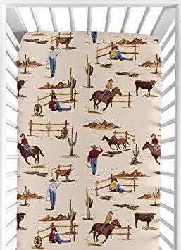 Fitted Crib Sheet for Wild West Cowboy Bedding Sets by Sweet Jojo Designs Cowboy Bedding, Western Crib, Best Crib Mattress, Cowboy Nursery, Western Nursery, Best Crib, Wild West Cowboys, Baby Crib Sheets, Portable Crib