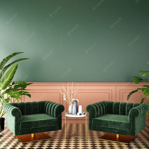 Salon Art Deco, Autumn Interior, Art Deco Interior Design, Casa Vintage, Salon Interior Design, Style Deco, Green Interiors, Green Rooms, Salon Design