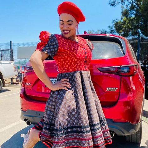 Red and brown shweshwe 🤎❤️🤎❤️🤎#2023 outfit Brown Shweshwe, Designed Outfits, Shweshwe Dresses, Red And Brown, African Clothing, Red, How To Wear, Dresses, Quick Saves