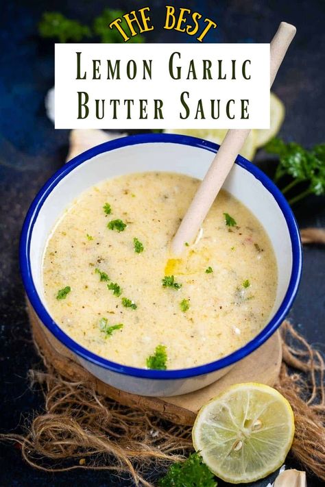 This 15-minute Easy Lemon Garlic Butter Sauce is buttery, tangy, creamy, and versatile. Enjoy it over pasta, fish, vegetables, chicken, or meat; it will weaken your knees. Pasta Fish, Lemon Garlic Butter Sauce, Lemon Garlic Sauce, Easy Grilling Recipes, Fancy Dishes, Pizza Sauce Homemade, Lemon Butter Sauce, Garlic Butter Sauce, Sweet Chilli Sauce