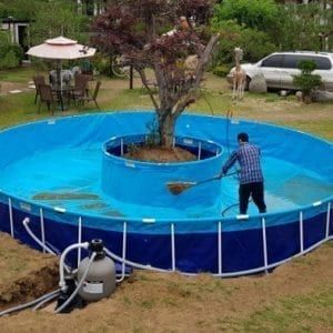 Above Ground Lazy River Pool, Lazy River Pool Backyard Diy, Above Ground Pool Surround, Diy Lazy River In Backyard, Diy Lazy River, Small Backyard With Pool Ideas, Dream Backyard Ideas, Pool Alternatives, Diy Pool Ideas