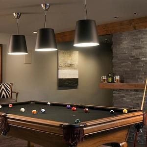 basement design, decor, photos, pictures, ideas, inspiration, paint colors and remodel Small Pool Table Room Ideas, Small Pool Table, Billiard Room Decor, Pool Room Decor, Billiards Room Decor, Best Pool Tables, Contemporary Basement, Stacked Stone Walls, Pool Table Room