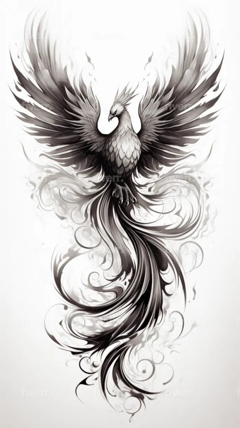 Looking for a mesmerizing and unforgettable realistic animal tattoo design? You've come to the right place! My unique and bold custom tattoo designs will ensure that you stand out from the crowd Line Up Tattoo, Raising Phoenix Tattoo, Pheonix Tattoo Stencils, Phoenix Tattoo Stencil, Tattoo Pheonix, Devil Tattoo Design, Feniks Tattoo, Tattoos Fish, Tattoo Fishing