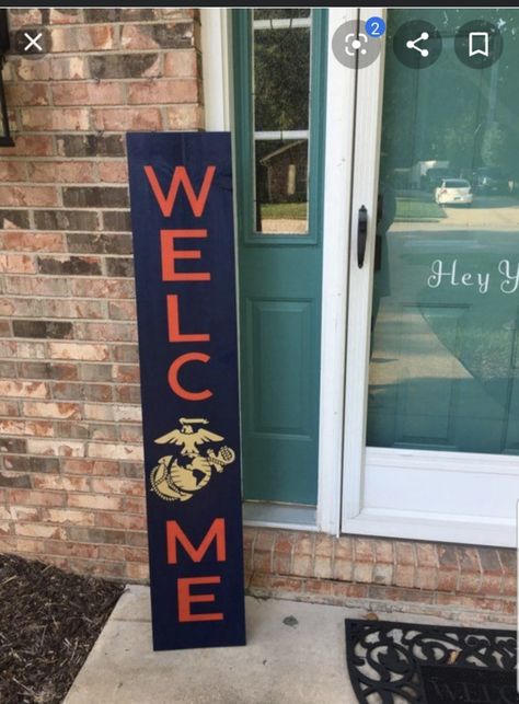 Marine Crafts, Cricut Learning, Porch Sitters, Usmc Retirement, Marine Party, Military Home Decor, Vertical Signs, Letters Decor, Usmc Wife