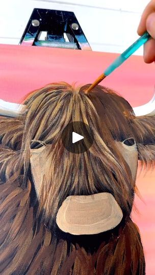 Highland Cow Painting Tutorial, Highland Cow Painting, Cow Painting, Acrylic Painting For Beginners, Paint And Sip, Easy Paintings, Highland Cow, Painting Tutorial, Art Original