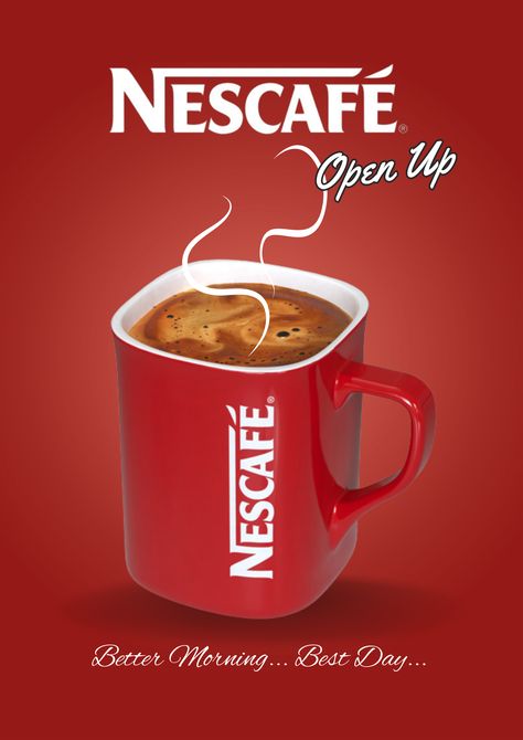 Nescafe poster design... Nescafe Poster, Graphic Ads, Amul Ice Cream, Custom Flyers, Marketing Materials, Creative Food, Cappuccino, Flyer Design, Magazine Cover