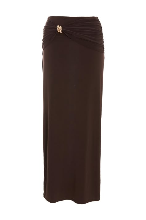 - Plain design - High waisted - Buckle detail - Model height: 5‘ 7 - Model wears UK 8 / US 4 / EUR 36 - 95% Polyester 5% Elastane - Always check the care wash label Cool hand wash with mild detergent Brown Maxi Skirt Outfit, Aesthetic Blender, Brown Long Skirt, Modest Spring Outfits, Brown Maxi Skirt, Brown Midi Skirt, Long Brown Skirt, Brown Maxi Skirts, Beach Maxi Skirt