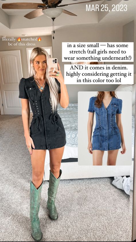 Lace-Up Denim Mini Dress curated on LTK Country Concert, Country Concerts, Denim Mini Dress, Denim Mini, Lace Up, Mini Dress, Concert, Lace