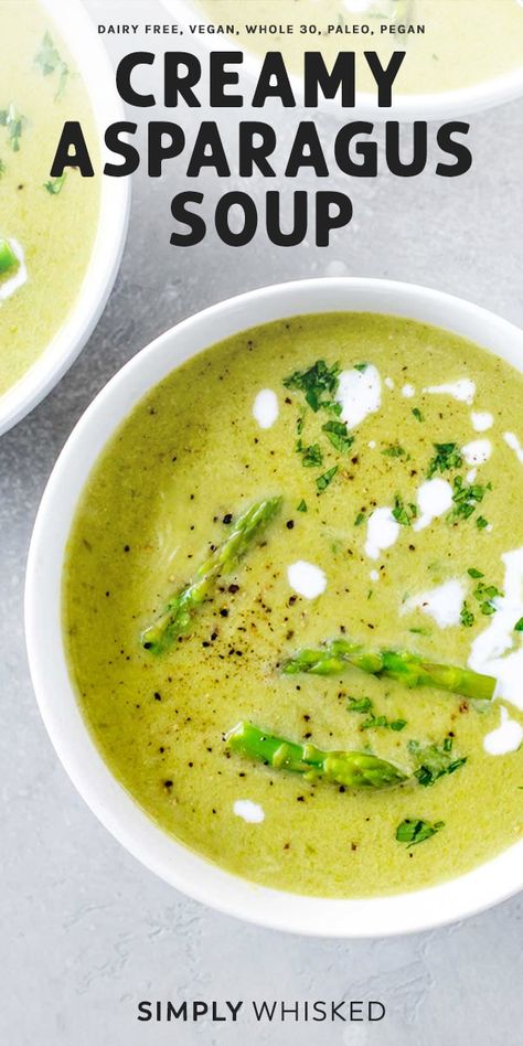 Asparagus Recipes Soup, Creamy Asparagus Soup, Cream Of Asparagus, Gourmet Soup, Chicken Tortilla Soup Easy, Cream Of Asparagus Soup, Creamed Asparagus, Creamy Asparagus, Dairy Free Soup