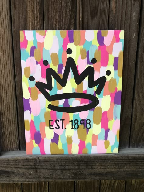 Zta Canvas Painting, Zta Painting Canvases, Zta Paintings, Zeta Tau Alpha Painting Canvases, Baddie Paintings Canvas Pink, Small Sorority Canvas, Zeta Painting, Big Little Canvas Ideas, Easy Sorority Canvas