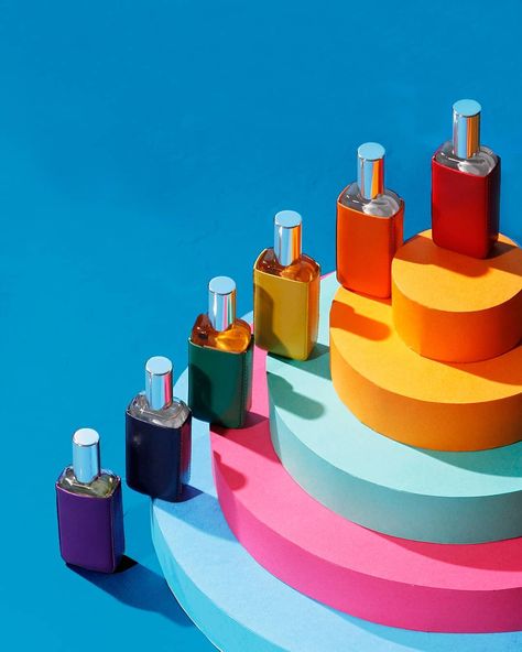 Atelier Cologne on Instagram: “Make a rainbow out of your perfume wardrobe with @ateliercologne leather cases 🌈 . . #rainbow #perfumewardrobe #travelperfume” Perfume Group Photography, Rainbow Product Photography, Perfume Aesthetic, Perfume Studio Photography, Perfume Commercial Photoshoot, Perfume Photography Ideas Set Design, Abstract Perfume Photography, Colorful Photoshoot, Atelier Cologne