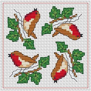 Robin Cross Stitch, Christmas Cross Stitch Patterns Free, Cross Stitch Christmas Cards, Knitting Patterns Free Dog, Geek Cross Stitch, Biscornu Cross Stitch, Cross Stitch Quotes, Tiny Cross Stitch, Cross Stitch Freebies