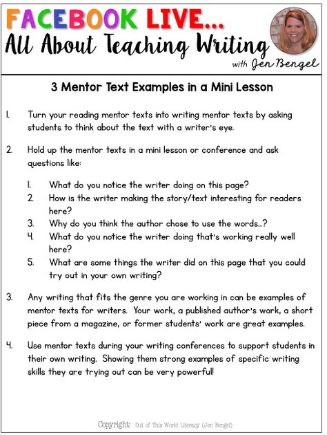 3 Mentor Text Examples in a Mini Lesson Writing Mentor Texts, Teach Writing, Writers Workshop, Classroom Behavior Management, Classroom Behavior, Mentor Texts, Readers Workshop, Gift Bundle, Writer Workshop