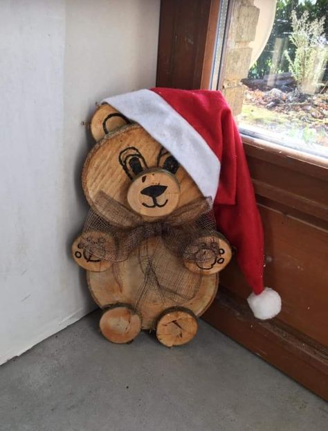 Wooden Bears, Birch Craft, Wood Log Crafts, Handmade Wood Crafts, Wood Slice Decor, Wood Yard Art, Scrap Wood Crafts, Wood Slice Crafts, Wooden Bear