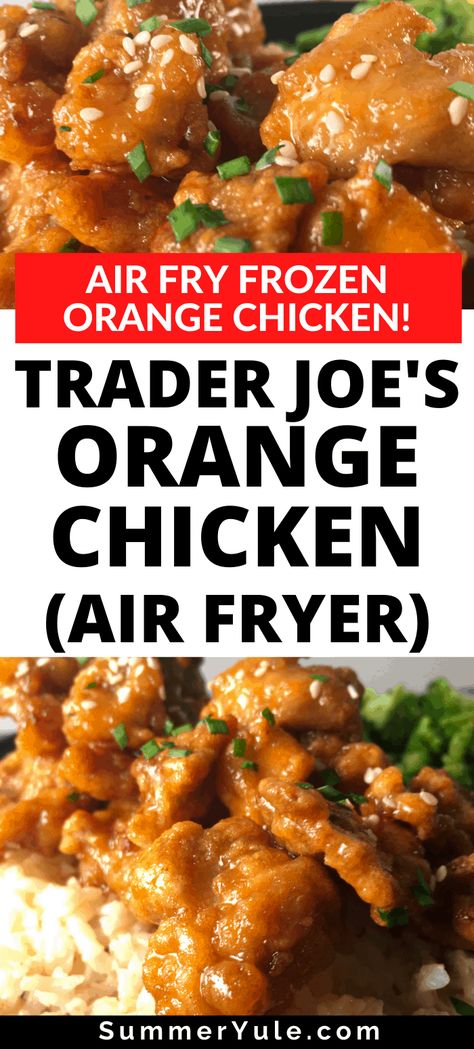 Want to know the BEST way to cook Trader Joe’s orange chicken? Use an air fryer, of course! This Trader Joe’s orange chicken air fryer recipe makes deliciously crunchy orange chicken. You’ll love how easy air fryer frozen orange chicken is to make- air fry it in 12 minutes! Come see why Trader Joe’s Mandarin Orange Chicken is consistently voted a customer favorite at Trader Joes! #traderjoes #airfryer #airfrying #orangechicken #chickenrecipes #dinner #under30minutes Trader Joes Mandarin Chicken, Air Fryer Trader Joe’s Orange Chicken, Trader Joe’s Orange Chicken Recipe, Trader Joe’s Mandarin Orange Chicken, Trader Joe’s Mandarin Orange Chicken In Air Fryer, Trader Joes Mandarin Orange Chicken, Air Fry Orange Chicken, Orange Chicken Air Fryer Recipe, Trader Joe’s Orange Chicken