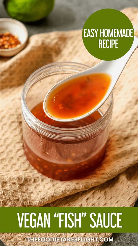 Fish Dipping Sauce, Vegan Fish Sauce, Pad Kee Mao, Recipes With Fish Sauce, Vegan Fish, Vegan Dip, Vegan Asian, Spicy Noodles, Vegan Sauces