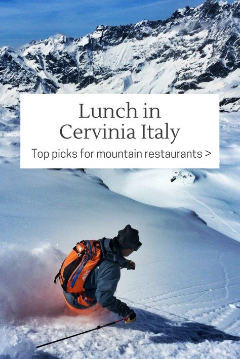 Lunch in Cervinia: What could be better than skiing under the Matterhorn and a long Italian lunch? Wether you stay in Zermatt and just come across the border for lunch, or spend a week in Breuil Cervinia, the on-slope gastronomy will not disappoint. Local charcuterie, fontina, polenta with slow-braised beef and Aostan wine will fuel your skiing. #localfood#food#ski#lunch#cervinia#italy Breuil Cervinia Italy, Cervinia Skiing, Cervinia Italy, Ski Switzerland, Zermatt Ski, Alps Skiing, Backcountry Skiing, Italy Food, Italian Alps