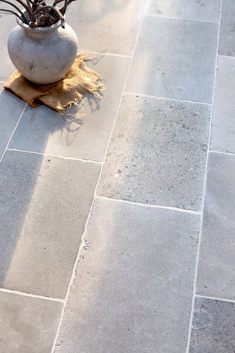 Limestone Floor Tiles | Flagstone Flooring | Quorn Stone | Limestone Porch Floor, White Tile Flooring Kitchen, Grey Stone Flooring, Grey Stone Floor, Limestone Driveway, Quorn Stone, Grey Pavers, Natural Stone Floor, Natural Stone Tile Floor