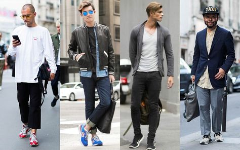 7 Trendy Shoe Styles Every Man Should Own - The Trend Spotter Running Shoes Casual Outfit, On Cloud Shoes Outfit Men, Chris Hemsworth Street Style, Running Shoes Street Style, Running Shoes Outfit Men, Adidas Outfit Men, Every Man Should Own, Adidas Ultraboost Dna, Stylish Running Shoes