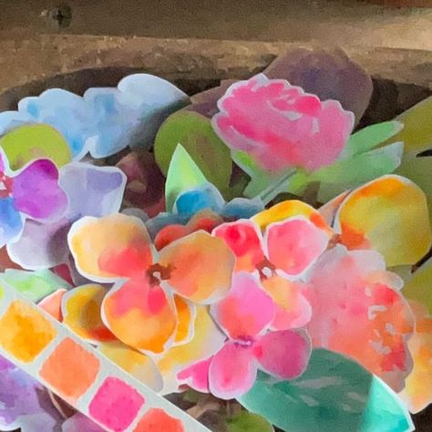 Rae Missigman - Watercolor Botanicals ArtMarks on Instagram: "When @arttobasic sends you neon paints and you accidentally fall in love. 🩷 #neonrainbow #watercolorpalettes #shadesofneon #raemissigman #vintagetins #thepaintedpaperproject #arttoheart #watercolorbotanical #fussycut #flowerbits #fussycutflowers #colorswatching #icoulddothisalldayeveryday #studiomornings #artatsunrise" Neon Watercolor Painting, Fodder Art, Rae Missigman, Neon Watercolor, Neon Ideas, Watercolor Botanicals, Neon Painting, Abstract Collage, Watercolour Inspiration