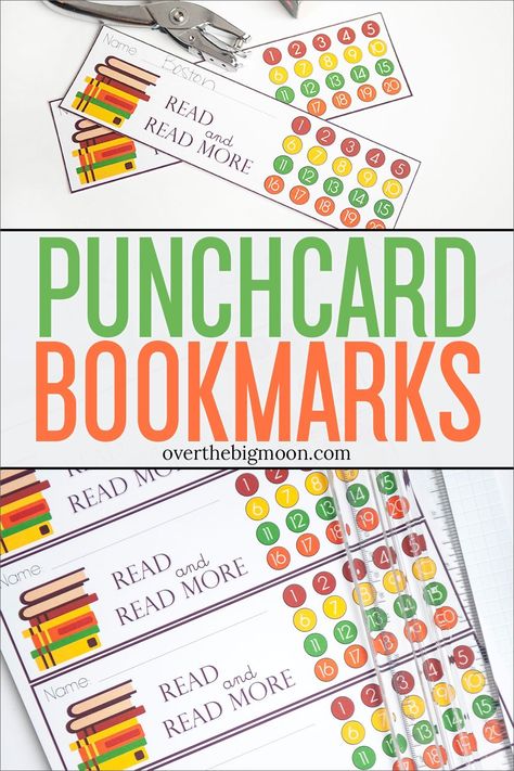 These Printable Punchcard Bookmarks are the perfect way to help your kids track their reading and help motivate them to learn to love to read! Library Summer Reading 2023, Classroom Reading Challenge, School Library Reading Challenges, School Readathon Ideas, Making Reading Fun, Reading Competition Ideas, Adult Summer Reading Program Ideas, Reading Club Activities, Summer Reading 2024