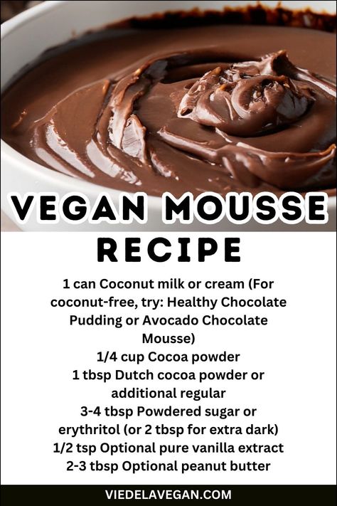 Vegan Mousse Recipe Vegan Mouse, Vegan Mousse, Mouse Recipes, Coconut Milk Chocolate, Coconut Mousse, Dairy Free Alternatives, Vegan Coconut, Decadent Chocolate Cake, Sweet Cravings