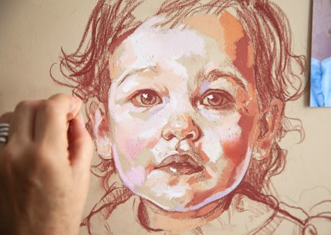 Pastel Pencil Portrait, Portrait Painting Steps, Oil Pastel Portrait Tutorial, Drawing Ideas Portrait, Oil Pastel Art Portrait, Pastel Portraits Tutorial, Soft Pastel Art Portraits, Pastel Pencil Art, Chalk Pastel Portrait