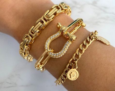 JordanSkyJewelry - Etsy Gold Jewels Design, Gold Link Chain, Luxe Jewelry, Gold Bride Jewelry, Link Chain Bracelet, Bracelets Gold Diamond, Gold Link, Jewelry Fashion Trends, Gold Bracelets