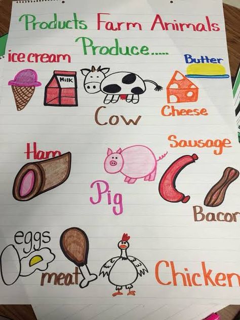 Farm Animal Circle Time Activities, Farm Anchor Chart, Farm To Table Preschool Activities, Farm Animals Preschool Crafts, Farm Animals Kindergarten, Farm Theme Preschool Activities, Animals Chart, Farm Kindergarten, Farm Activities Preschool