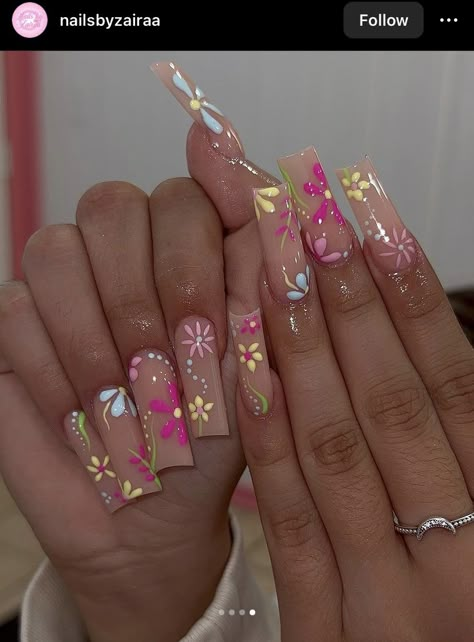 Spring Acrylic Nails, Her Nails, Short Square Acrylic Nails, Unique Acrylic Nails, Long Square Acrylic Nails, Bling Acrylic Nails, Acrylic Nails Coffin Short, Pink Acrylic Nails, Acrylic Nails Coffin