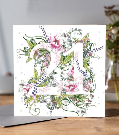 What a stunning design to send for a 21st Birthday Hand drawn botanical elements Blank inside Happy 21st Birthday Cards, Birthday Cards Ideas, 21st Birthday Card, 21st Birthday Cards, Botanical Elements, Happy 21st Birthday, Handmade Birthday Cards, Special Birthday, Cards Ideas